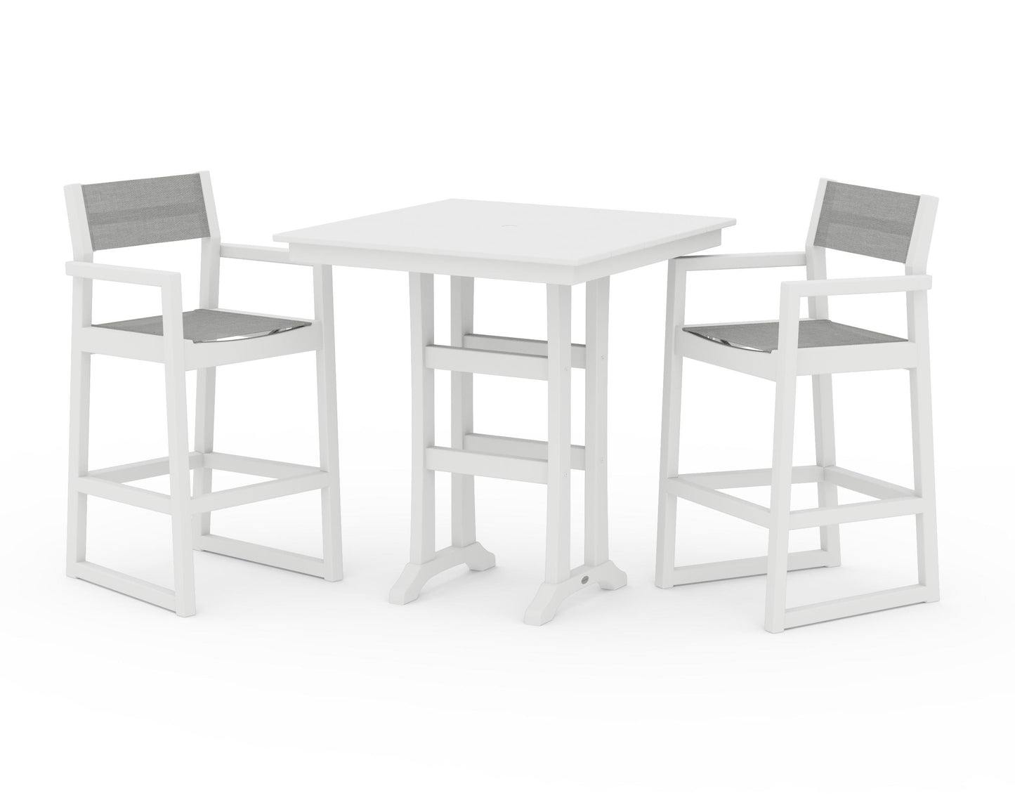 EDGE Sling Arm Chair 3-Piece Farmhouse Bar Set with Trestle Legs