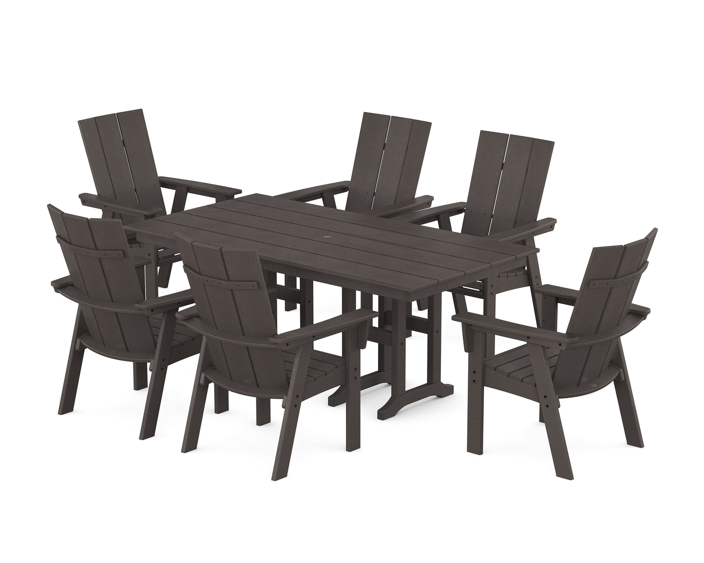 Modern Curveback Adirondack 7-Piece Farmhouse Dining Set