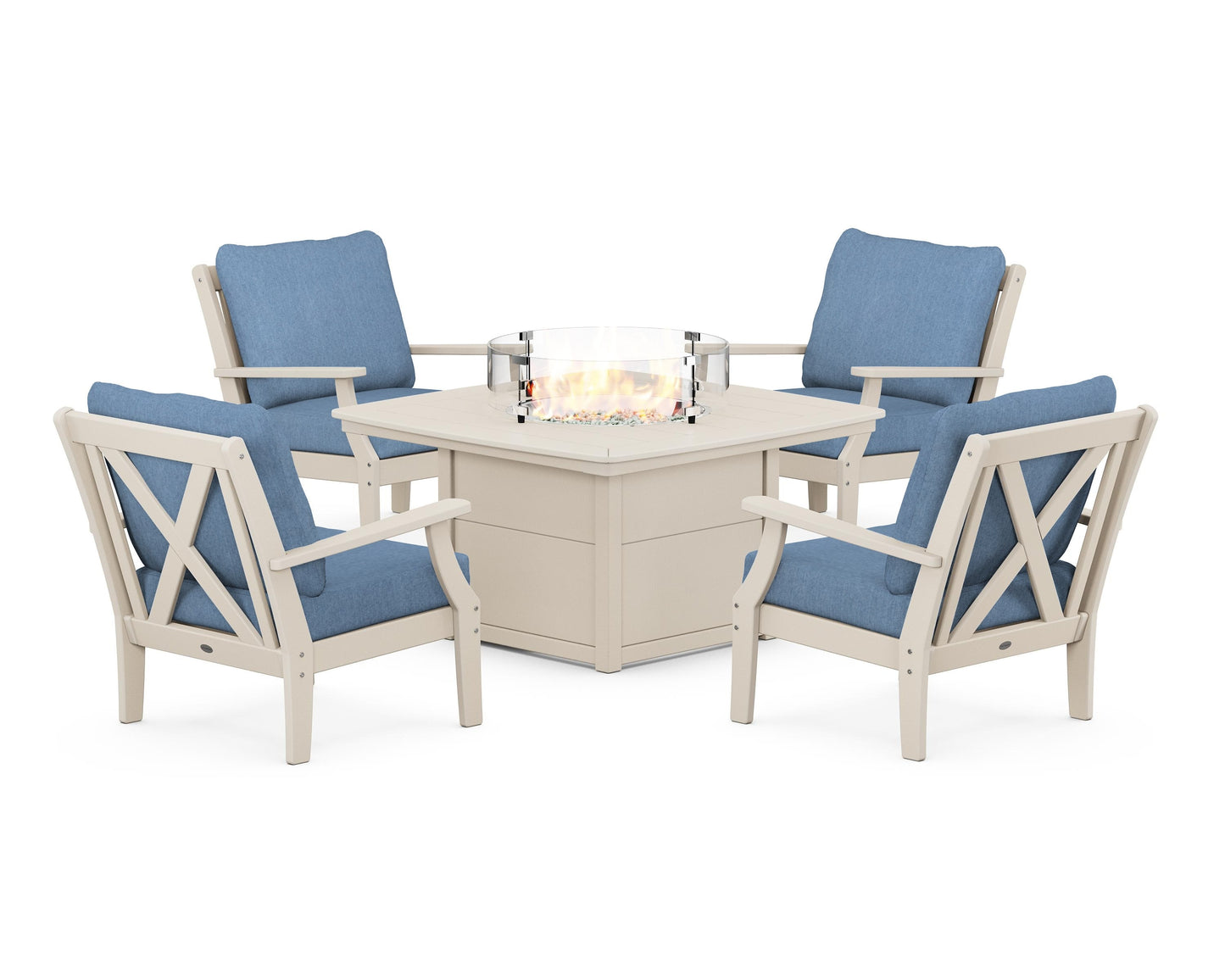 Braxton 5-Piece Deep Seating Conversation Set with Fire Pit Table