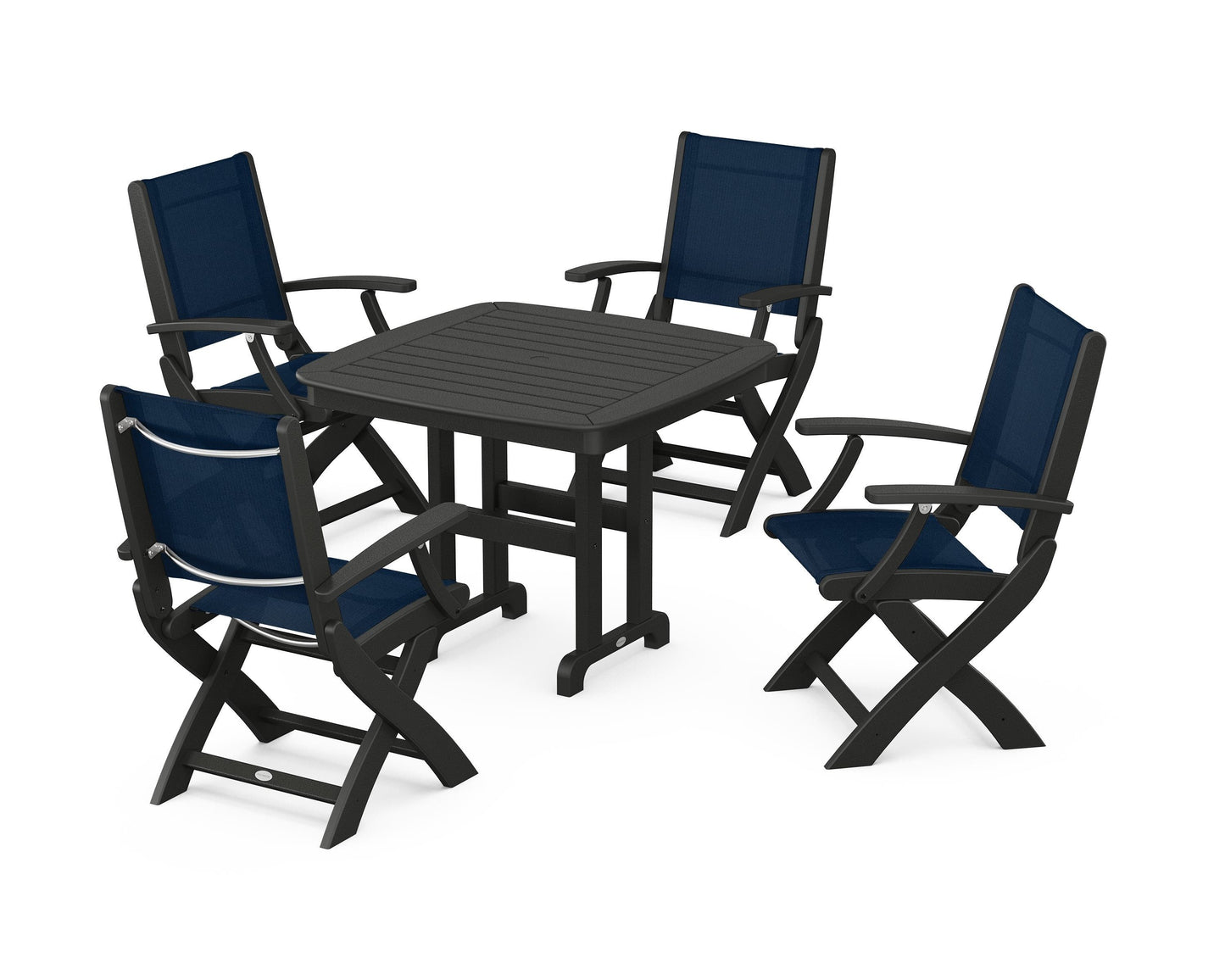 Coastal Folding Chair 5-Piece Dining Set