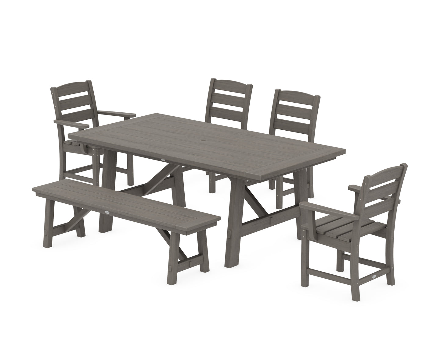 Lakeside 6-Piece Rustic Farmhouse Dining Set With Bench