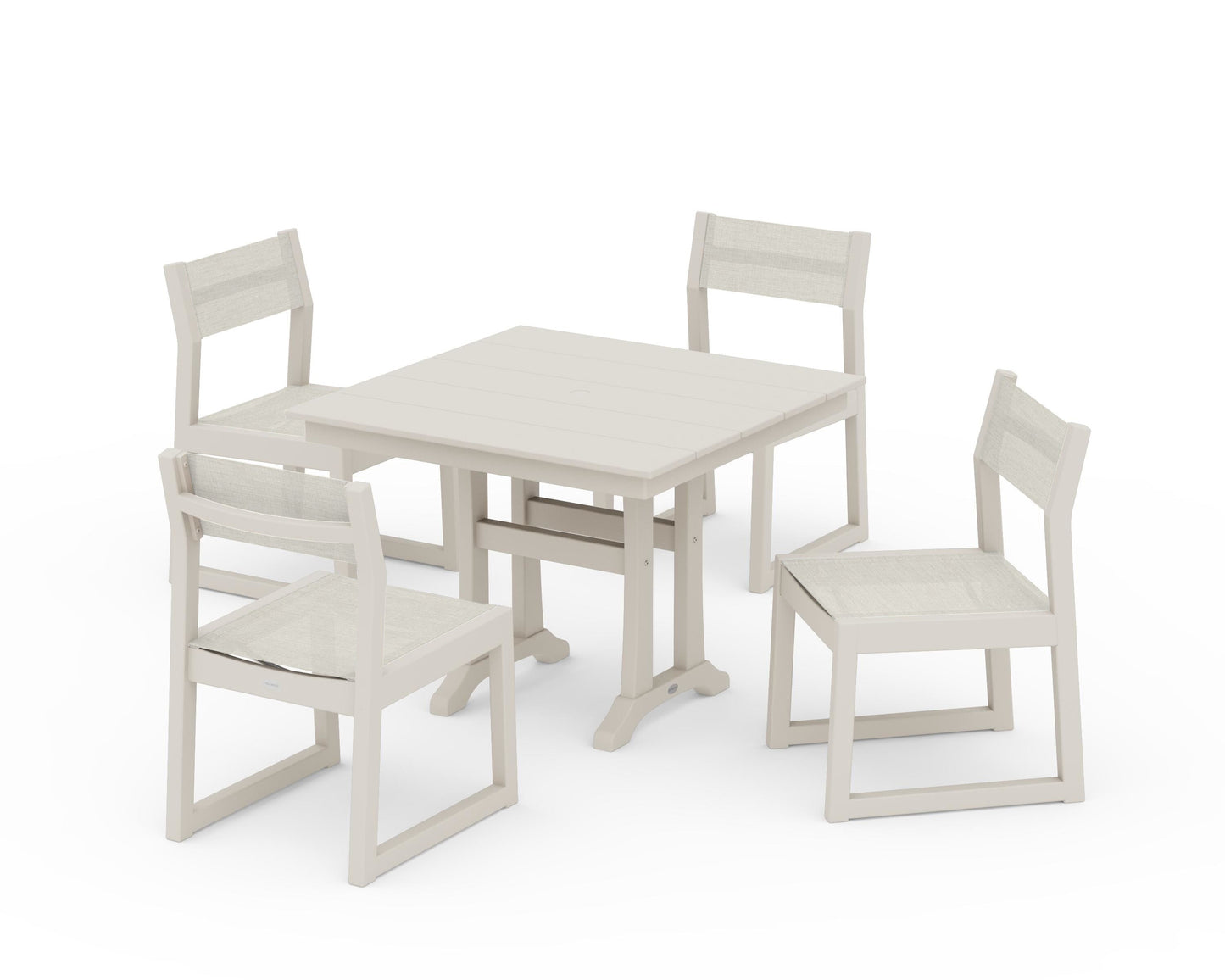EDGE Sling 5-Piece Farmhouse Trestle Side Chair Dining Set