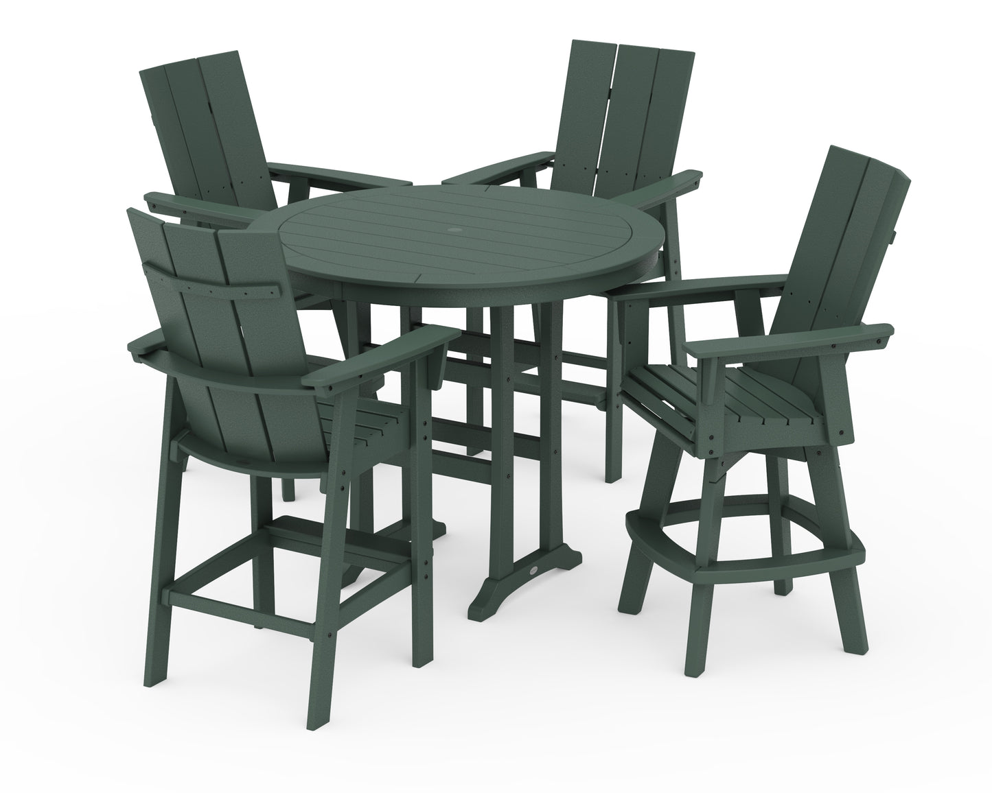 Modern Adirondack 5-Piece Nautical Trestle Round Bar Set with Swivels