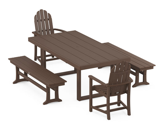 Classic Adirondack 5-Piece Dining Set with Benches