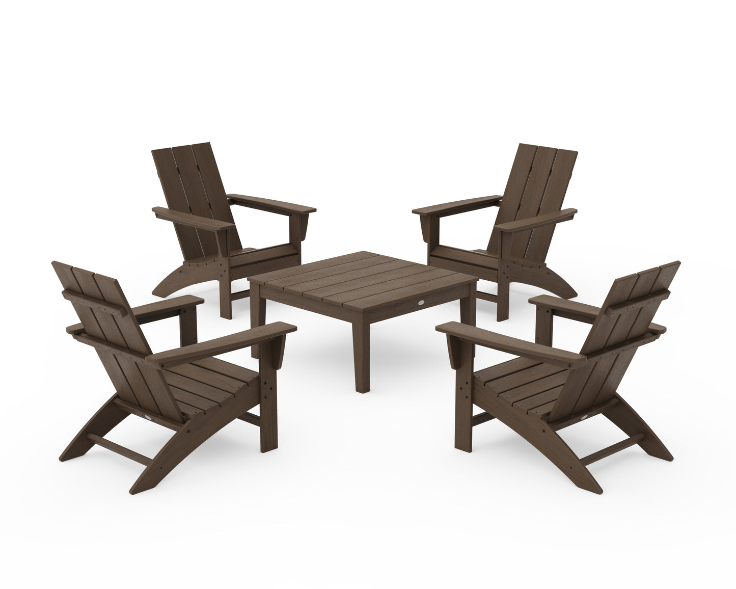 5-Piece Modern Adirondack Chair Conversation Set with 36" Conversation Table