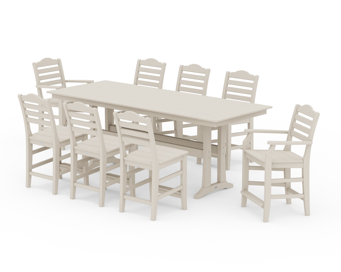 Savannah 9-Piece Farmhouse Counter Set with Trestle Legs