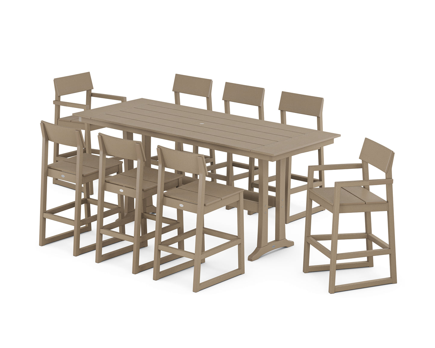 EDGE 9-Piece Farmhouse Bar Set with Trestle Legs