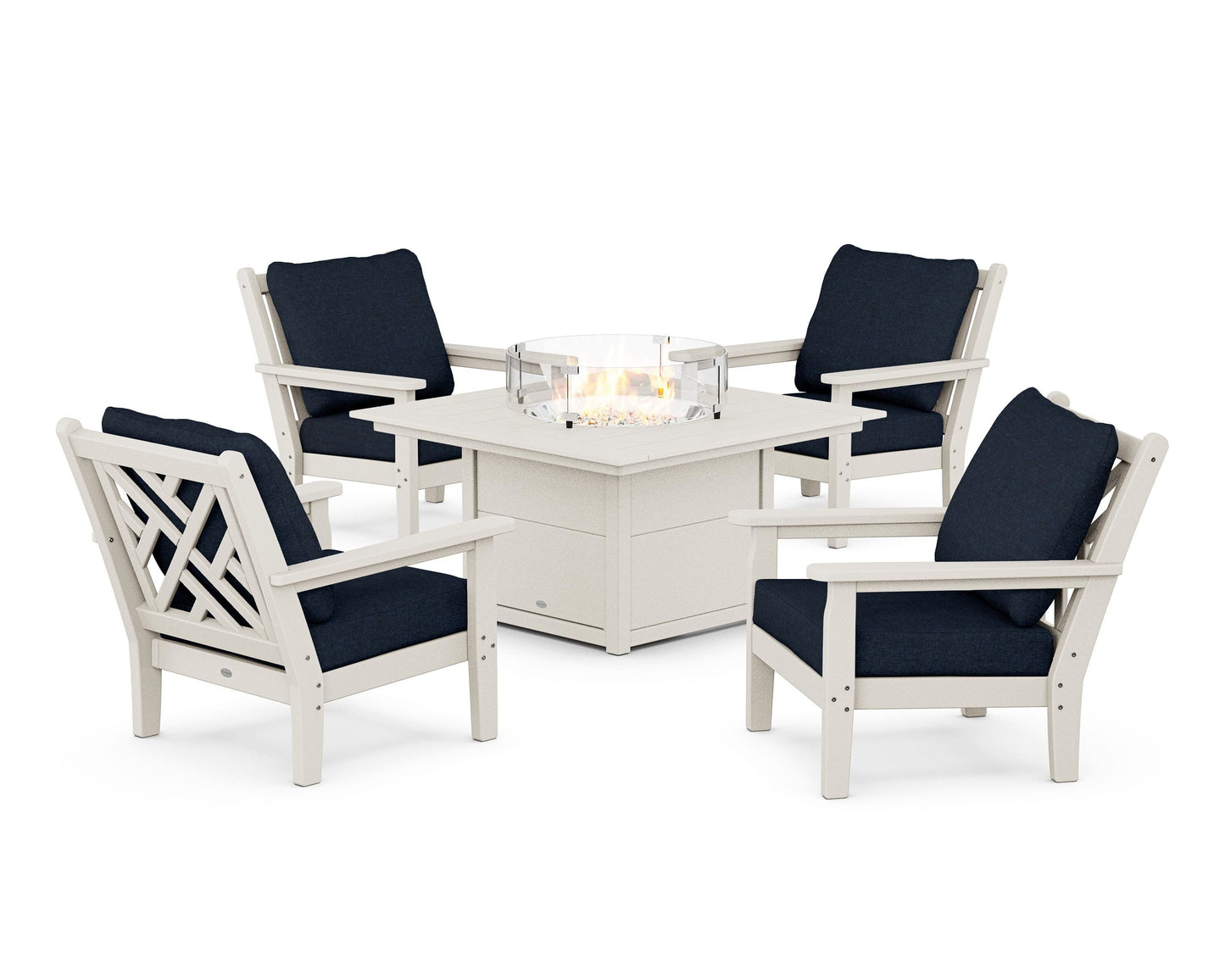 Chippendale 5-Piece Deep Seating Set with Fire Pit Table