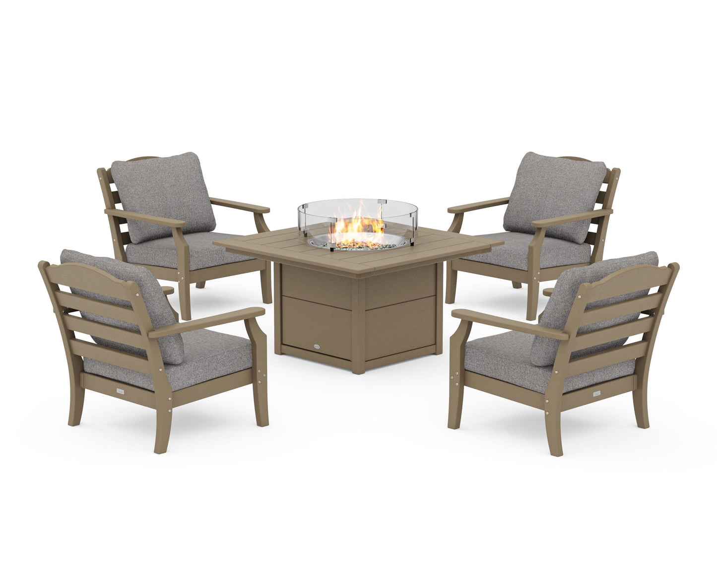 Savannah 5-Piece Deep Seating Set with Fire Pit Table