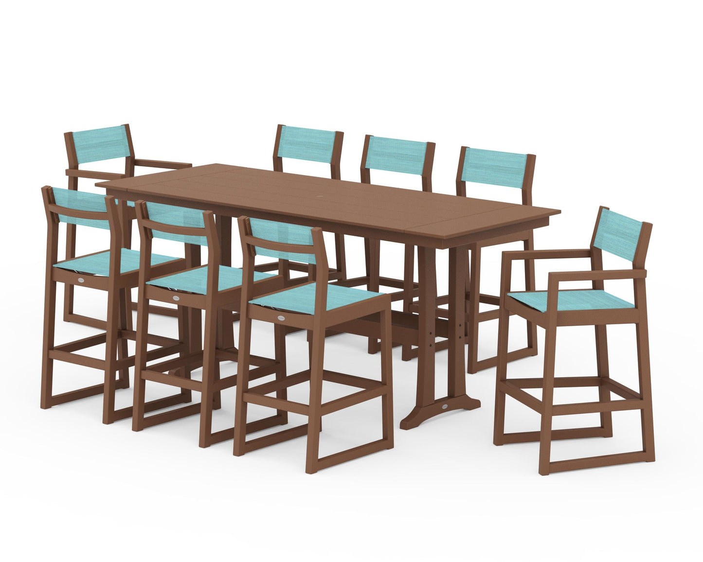 EDGE Sling 9-Piece Farmhouse Bar Set with Trestle Legs