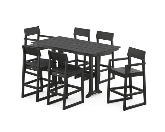 EDGE 7-Piece Farmhouse Bar Set with Trestle Legs