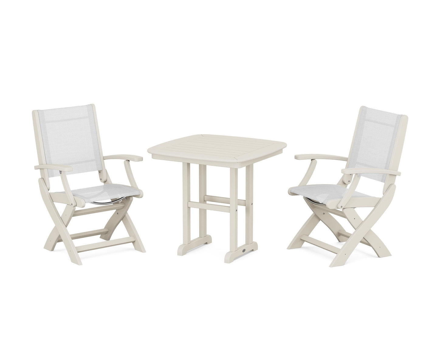 Coastal Folding Chair 3-Piece Dining Set