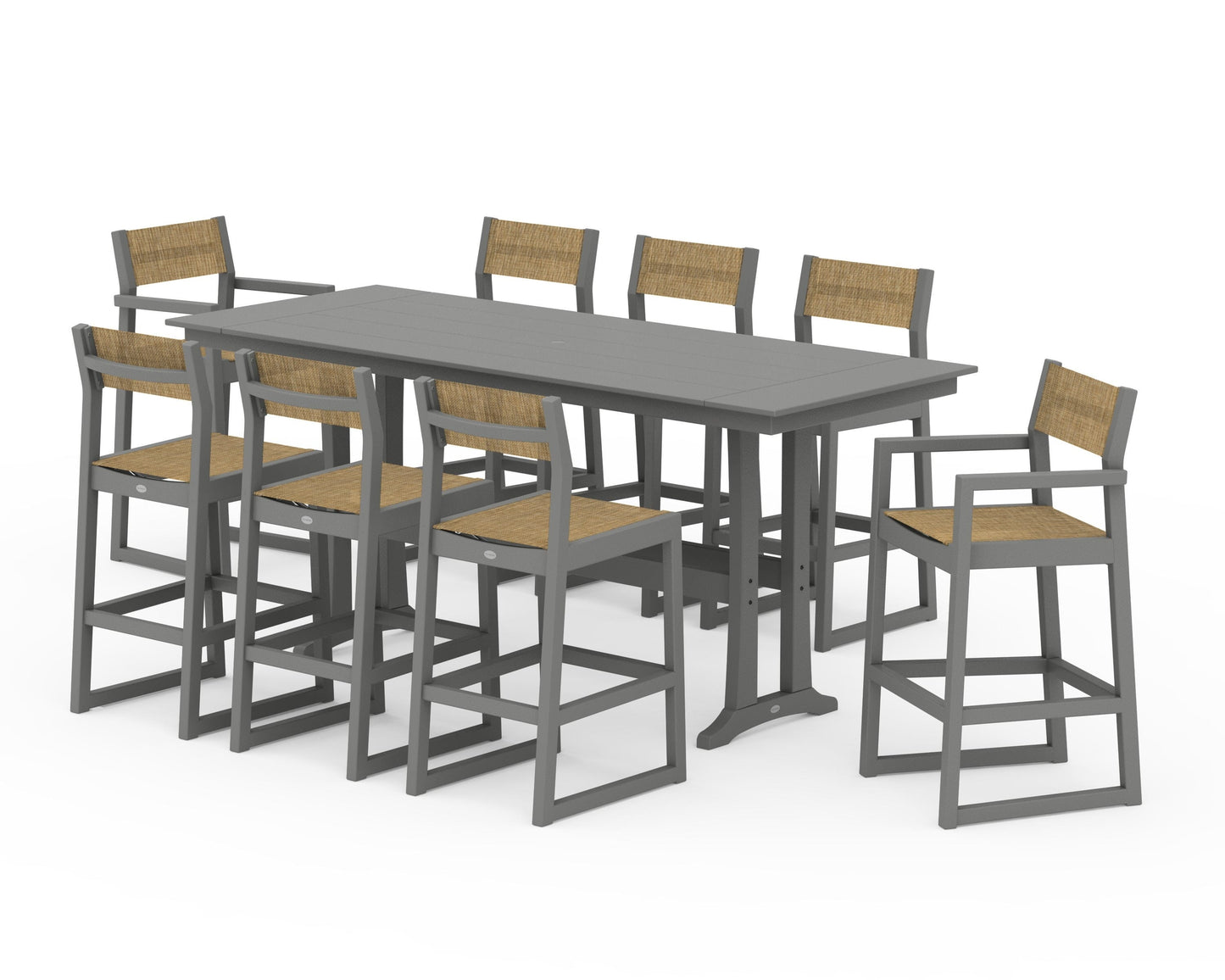 EDGE Sling 9-Piece Farmhouse Bar Set with Trestle Legs