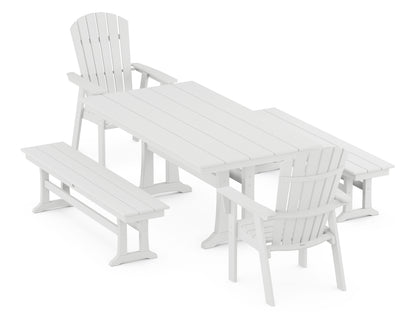Nautical Adirondack 5-Piece Farmhouse Dining Set With Trestle Legs