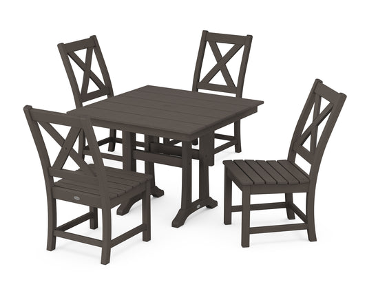 Braxton Side Chair 5-Piece Farmhouse Dining Set With Trestle Legs