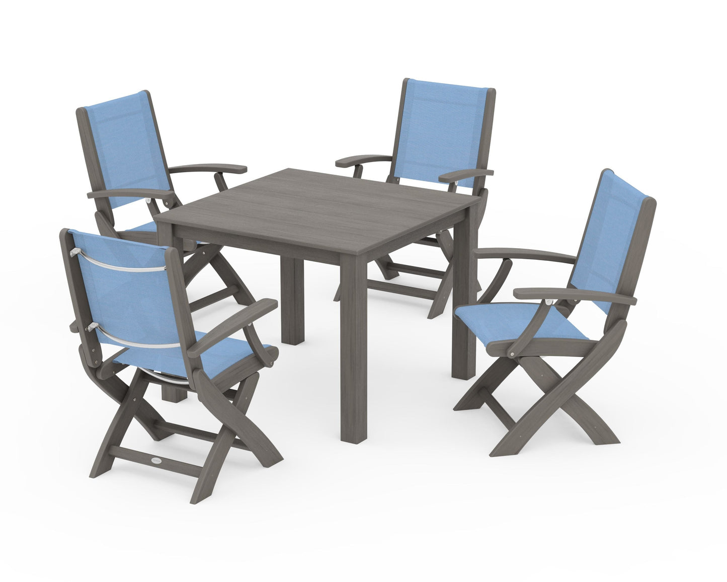 Coastal Folding Chair 5-Piece Parsons Dining Set