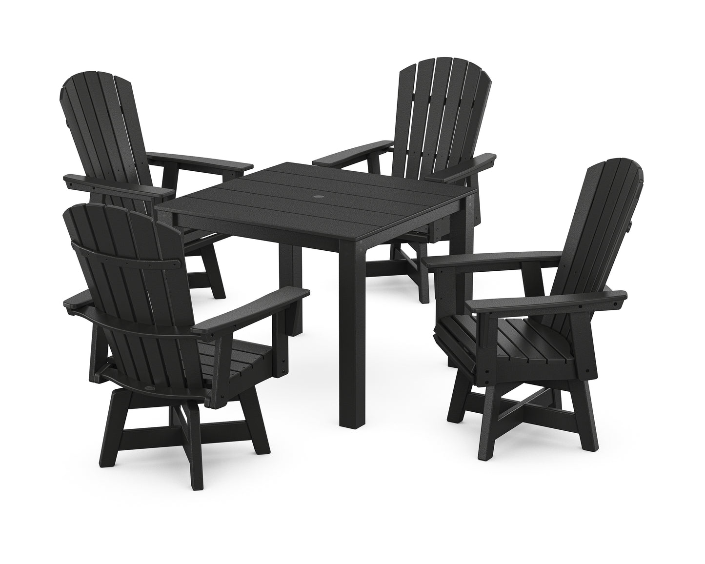 Nautical Curveback Adirondack Swivel 5-Piece Parsons Dining Set