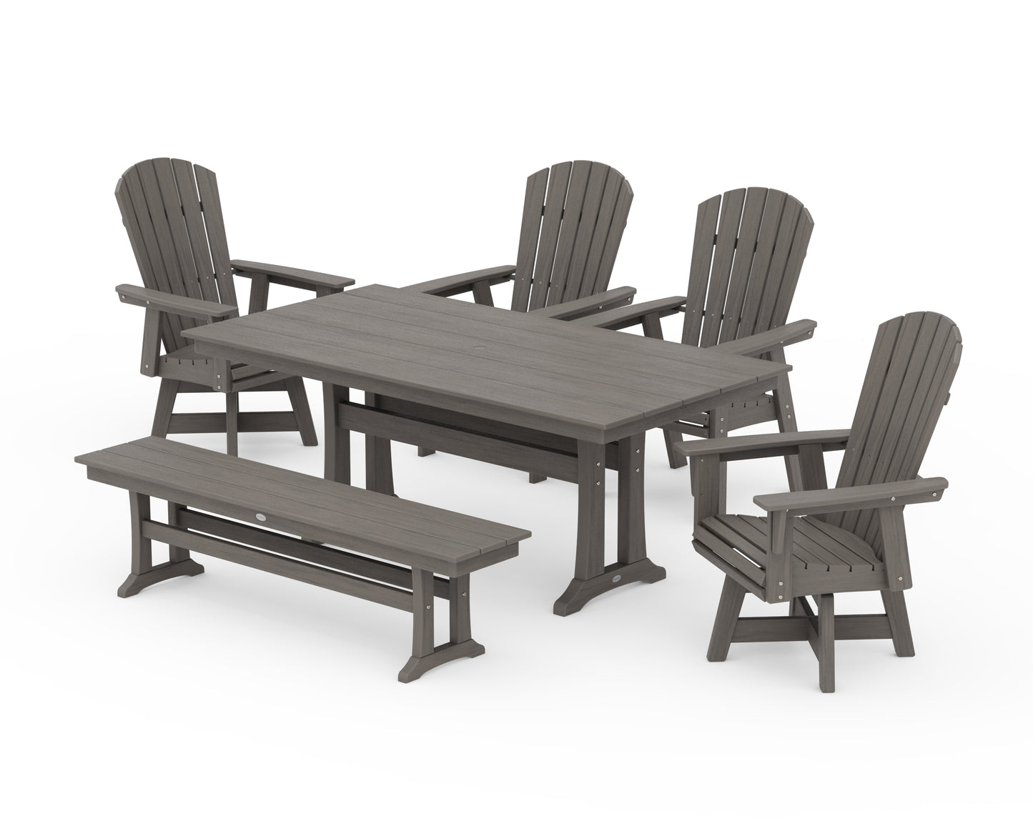Nautical Adirondack Swivel 6-Piece Farmhouse Dining Set With Trestle Legs