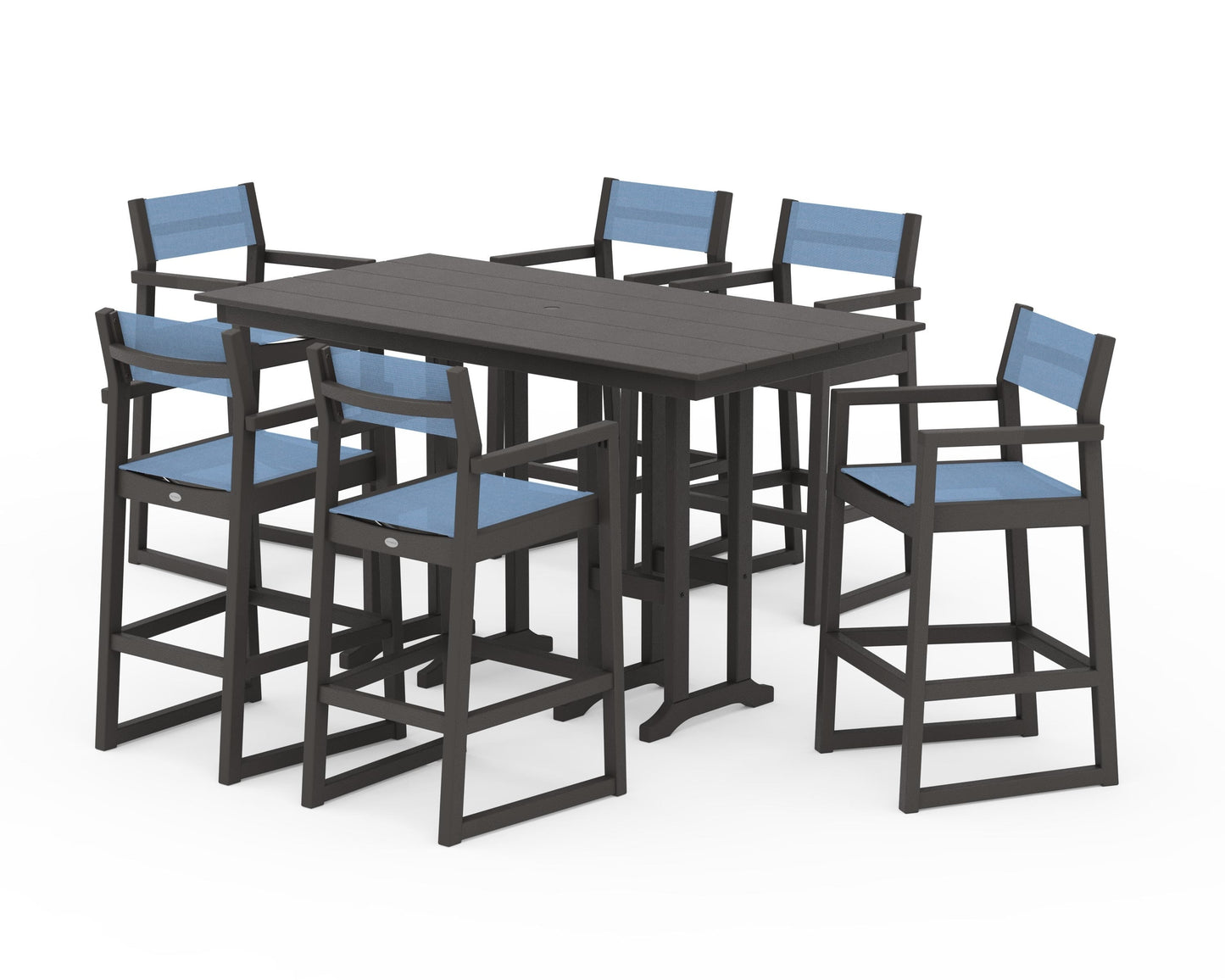 EDGE Sling Arm Chair 7-Piece Farmhouse Bar Set