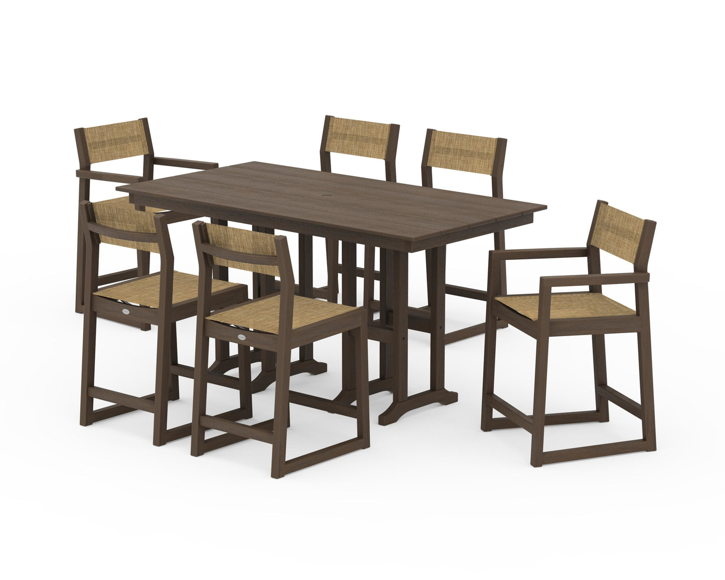 EDGE Sling 7-Piece Farmhouse Counter Set with Trestle Legs