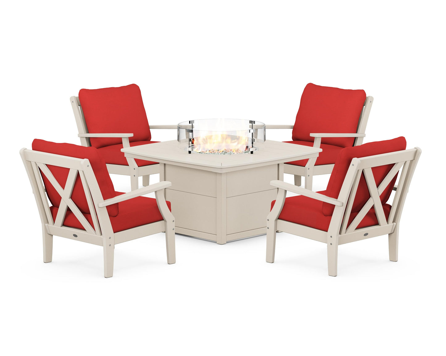 Braxton 5-Piece Deep Seating Conversation Set with Fire Pit Table