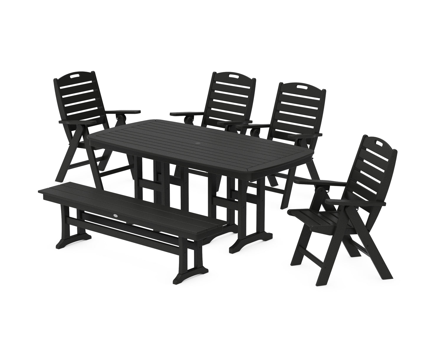 Nautical Highback 6-Piece Dining Set with Bench