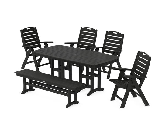 Nautical Highback 6-Piece Dining Set with Bench