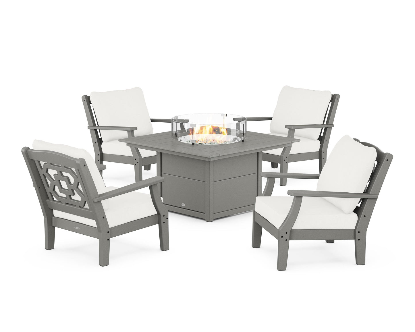 Chinoiserie 5-Piece Deep Seating Set with Fire Pit Table