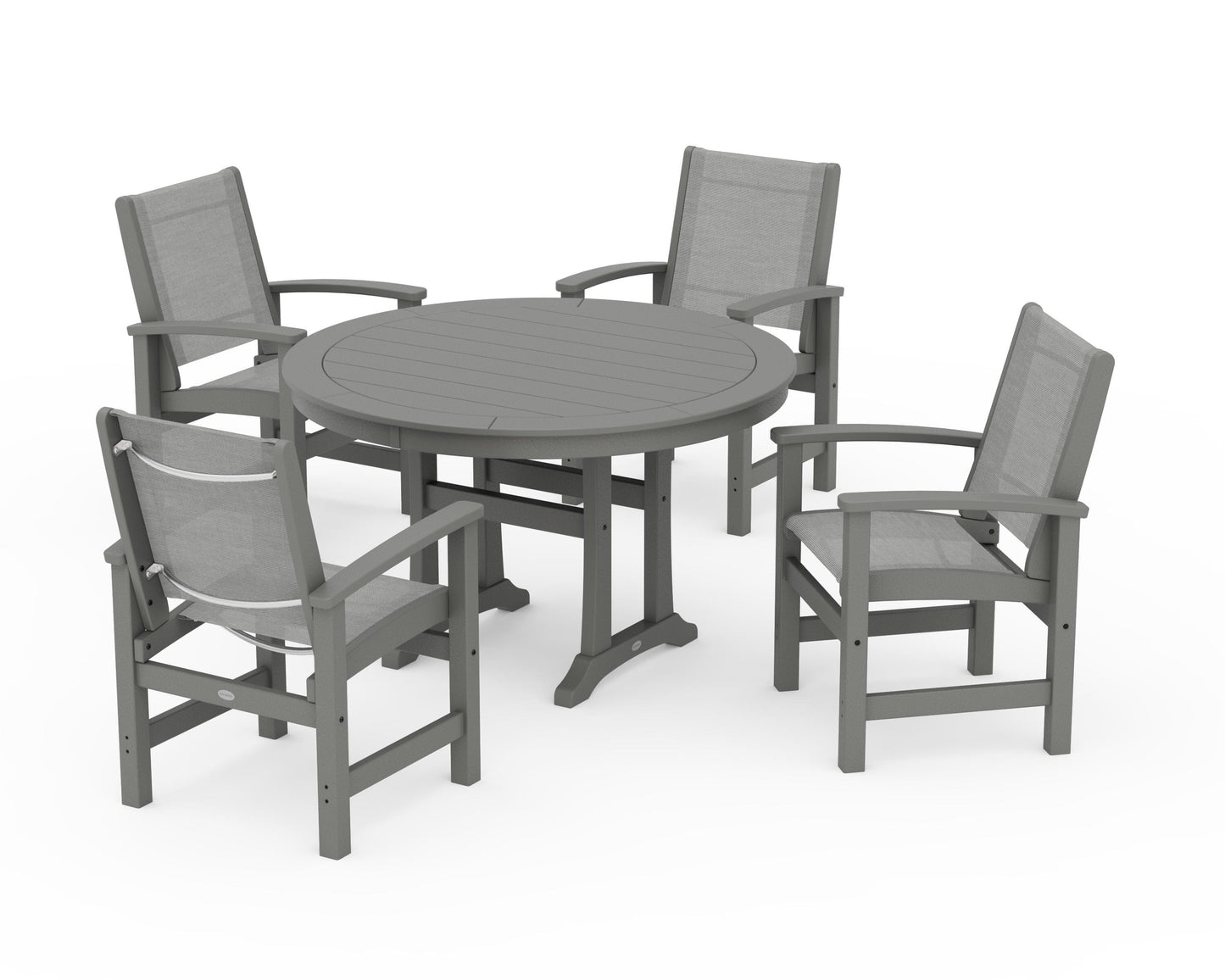 Coastal 5-Piece Round Dining Set with Trestle Legs