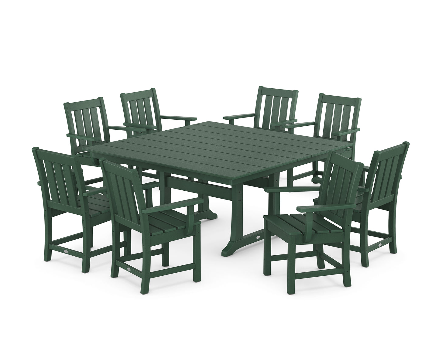 Oxford 9-Piece Square Farmhouse Dining Set with Trestle Legs