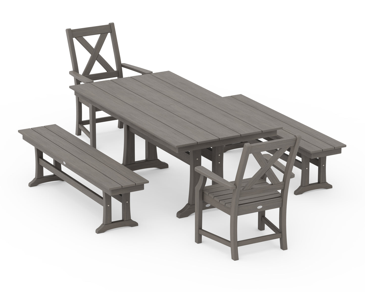 Braxton 5-Piece Farmhouse Dining Set With Trestle Legs