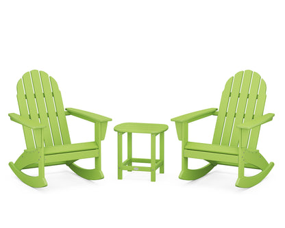 Vineyard 3-Piece Adirondack Rocking Chair Set with South Beach 18" Side Table