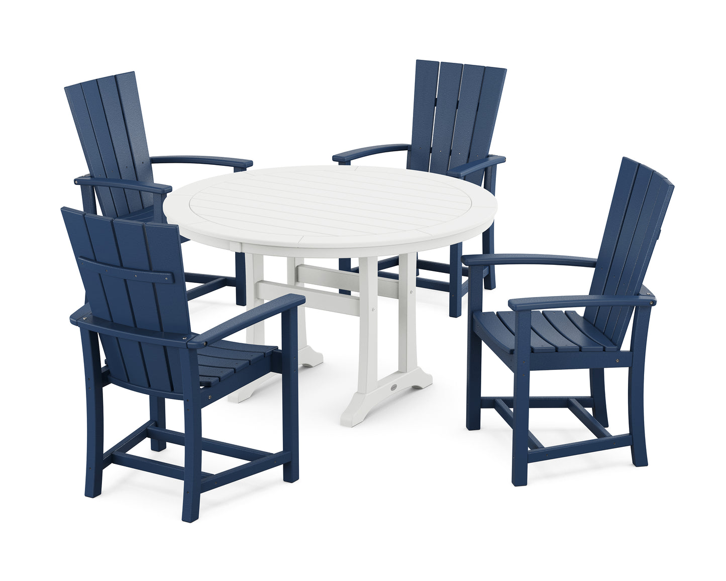 Quattro 5-Piece Round Dining Set with Trestle Legs