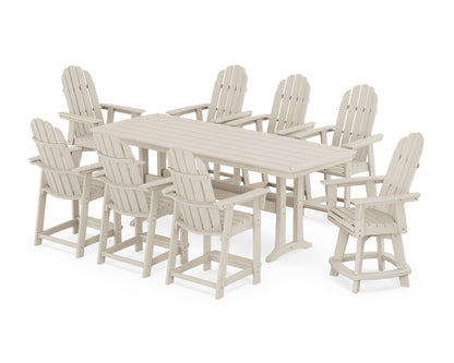 Vineyard Curveback Adirondack Swivel 9-Piece Counter Set with Trestle Legs