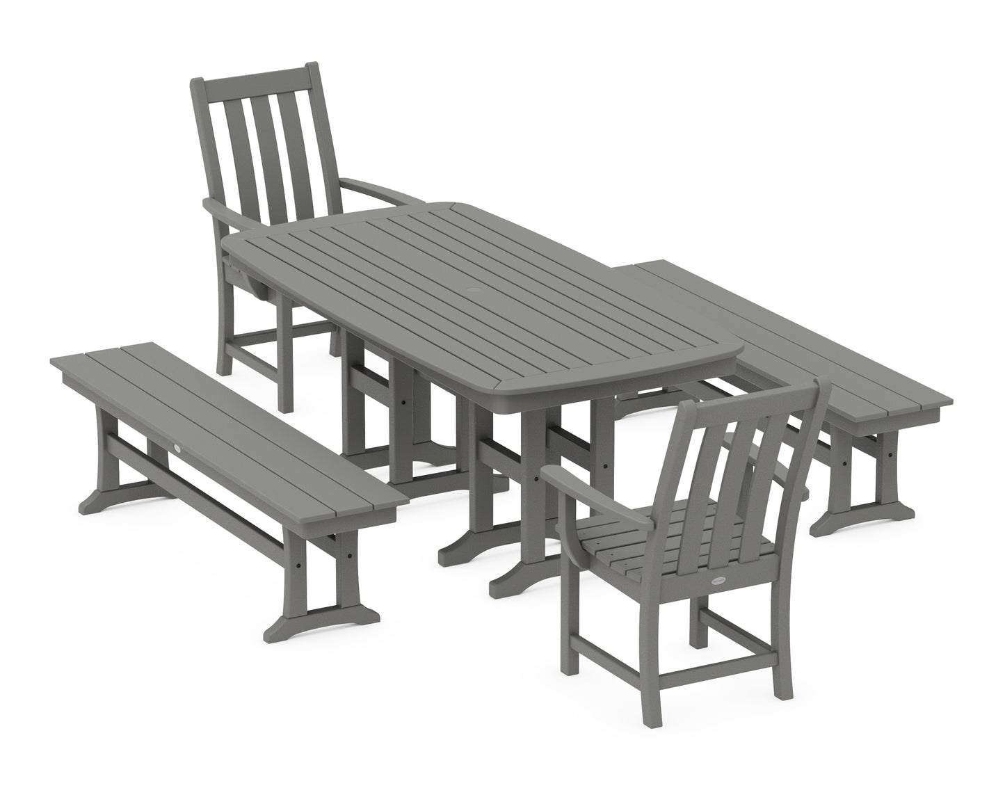Vineyard 5-Piece Dining Set with Benches