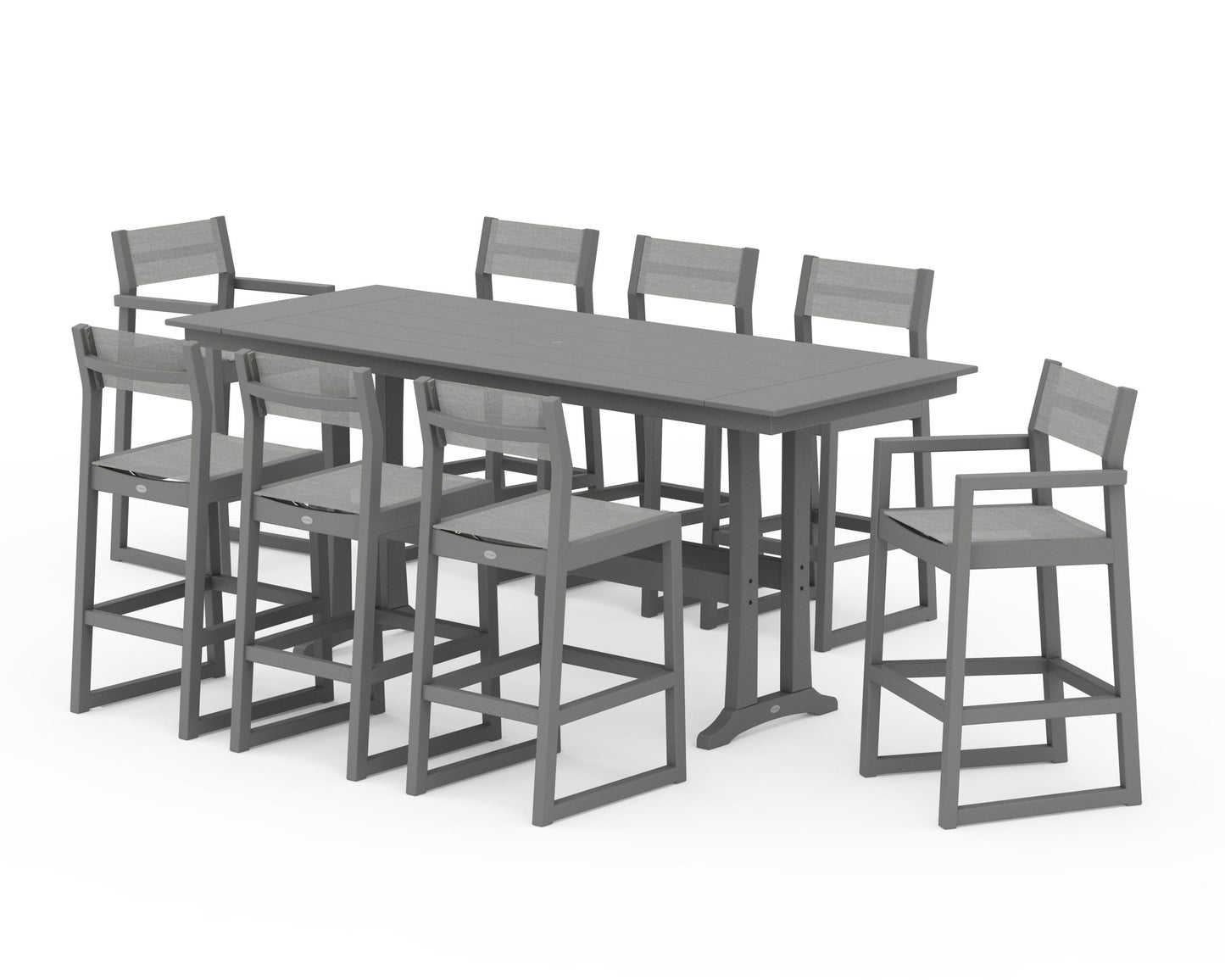 EDGE Sling 9-Piece Farmhouse Bar Set with Trestle Legs