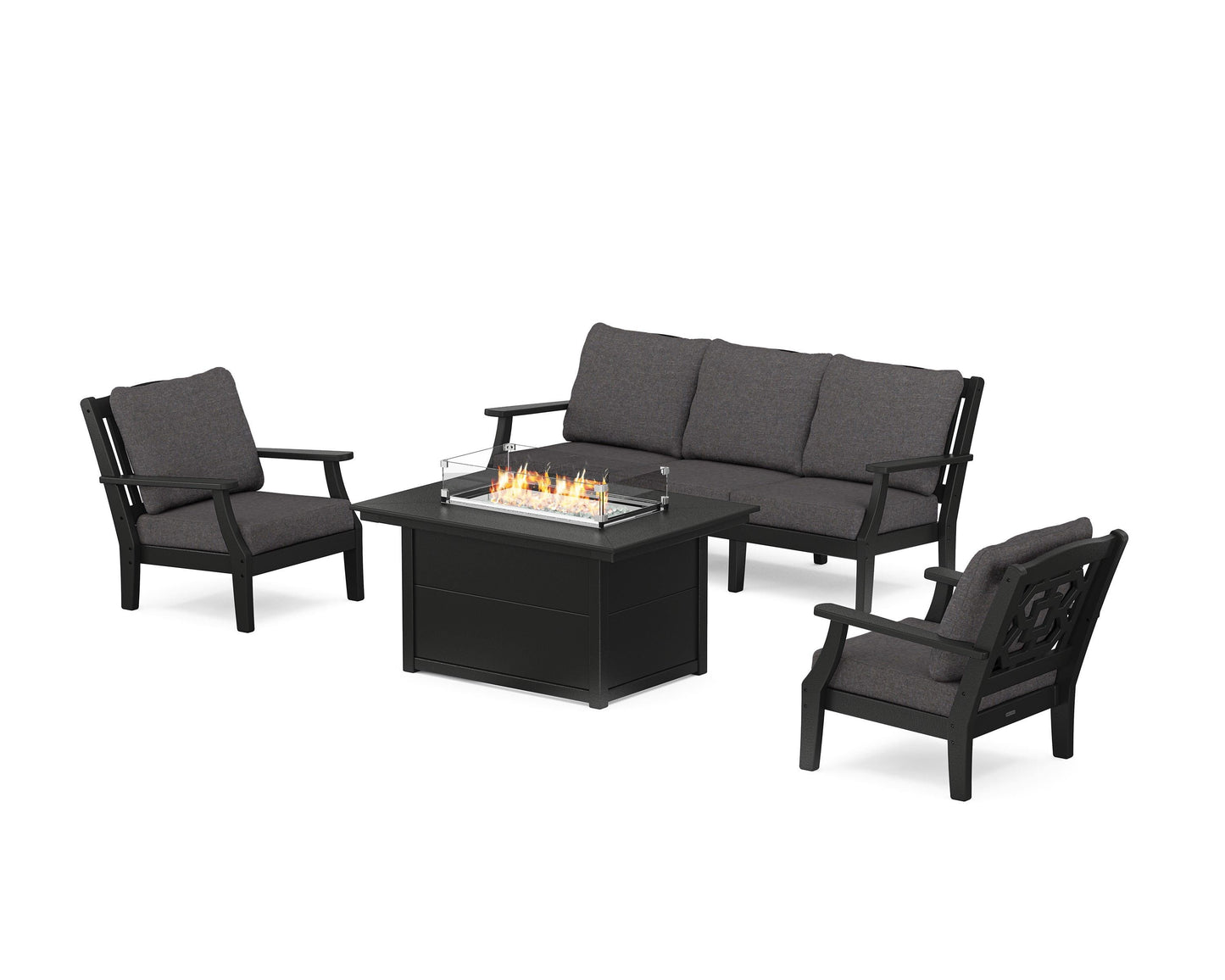 Chinoiserie Deep Seating Fire Pit Table Set