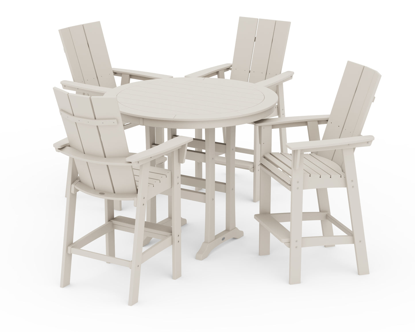 Modern Curveback Adirondack 5-Piece Nautical Trestle Bar Set