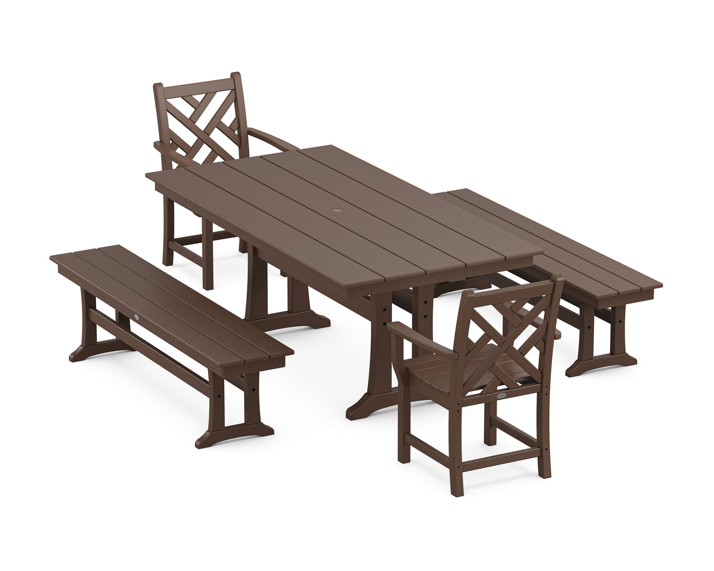 Chippendale 5-Piece Farmhouse Dining Set With Trestle Legs