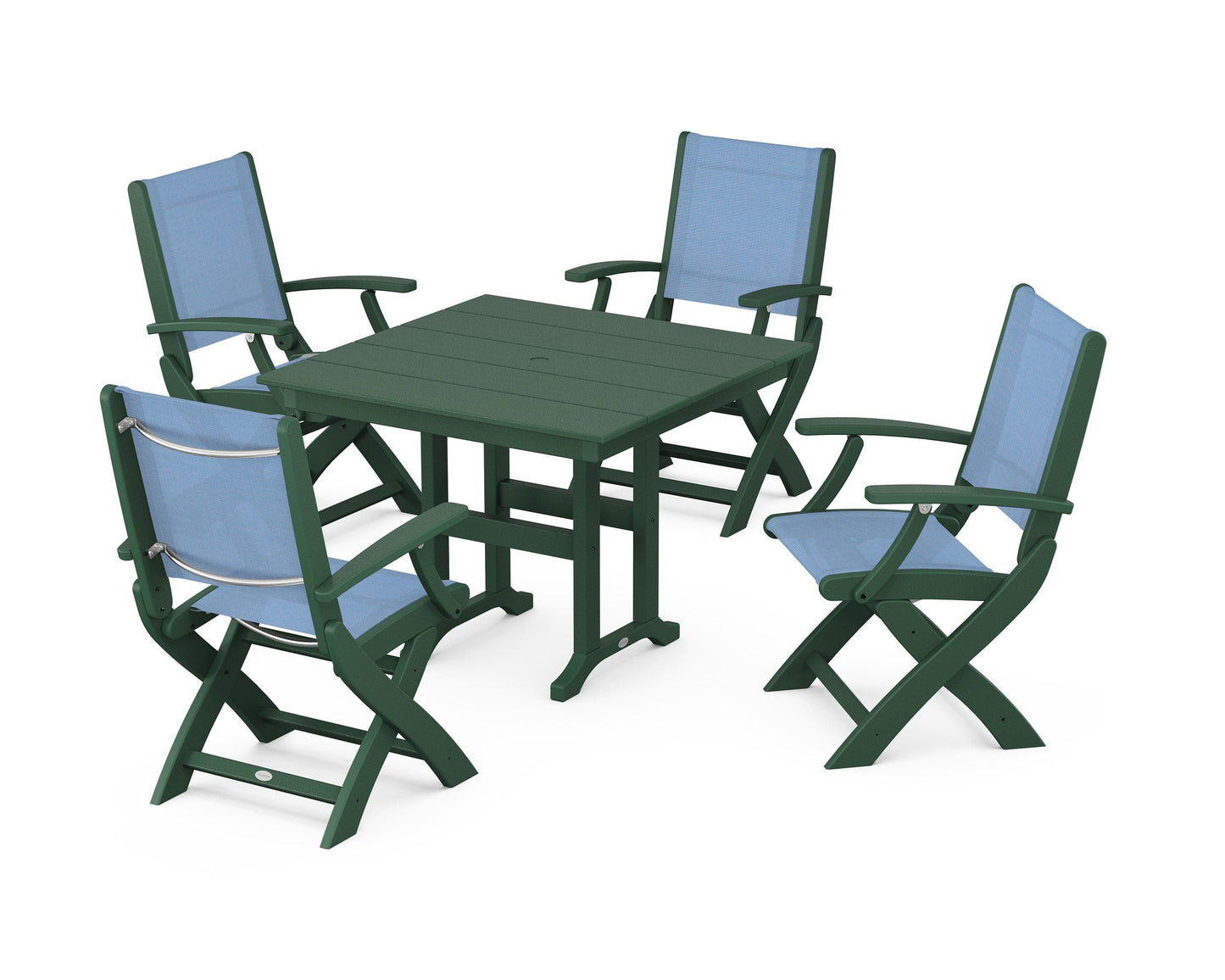 Coastal Folding Chair 5-Piece Farmhouse Dining Set