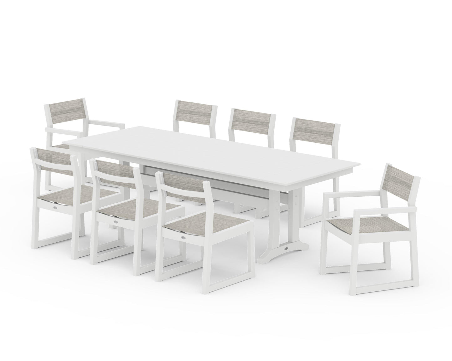 EDGE Sling 9-Piece Farmhouse Trestle Dining Set