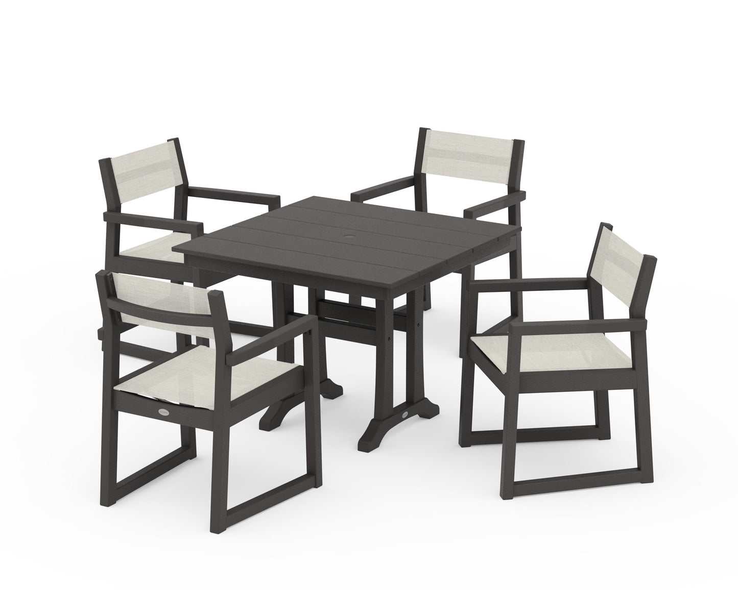EDGE Sling 5-Piece Farmhouse Dining Set with Trestle Legs