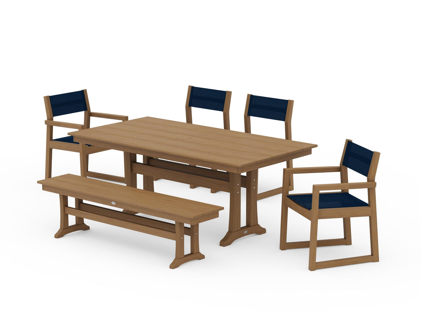 EDGE Sling 6-Piece Farmhouse Dining Set With Trestle Legs