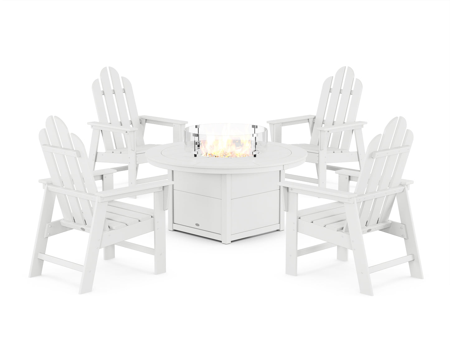 Long Island 4-Piece Upright Adirondack Conversation Set with Fire Pit Table