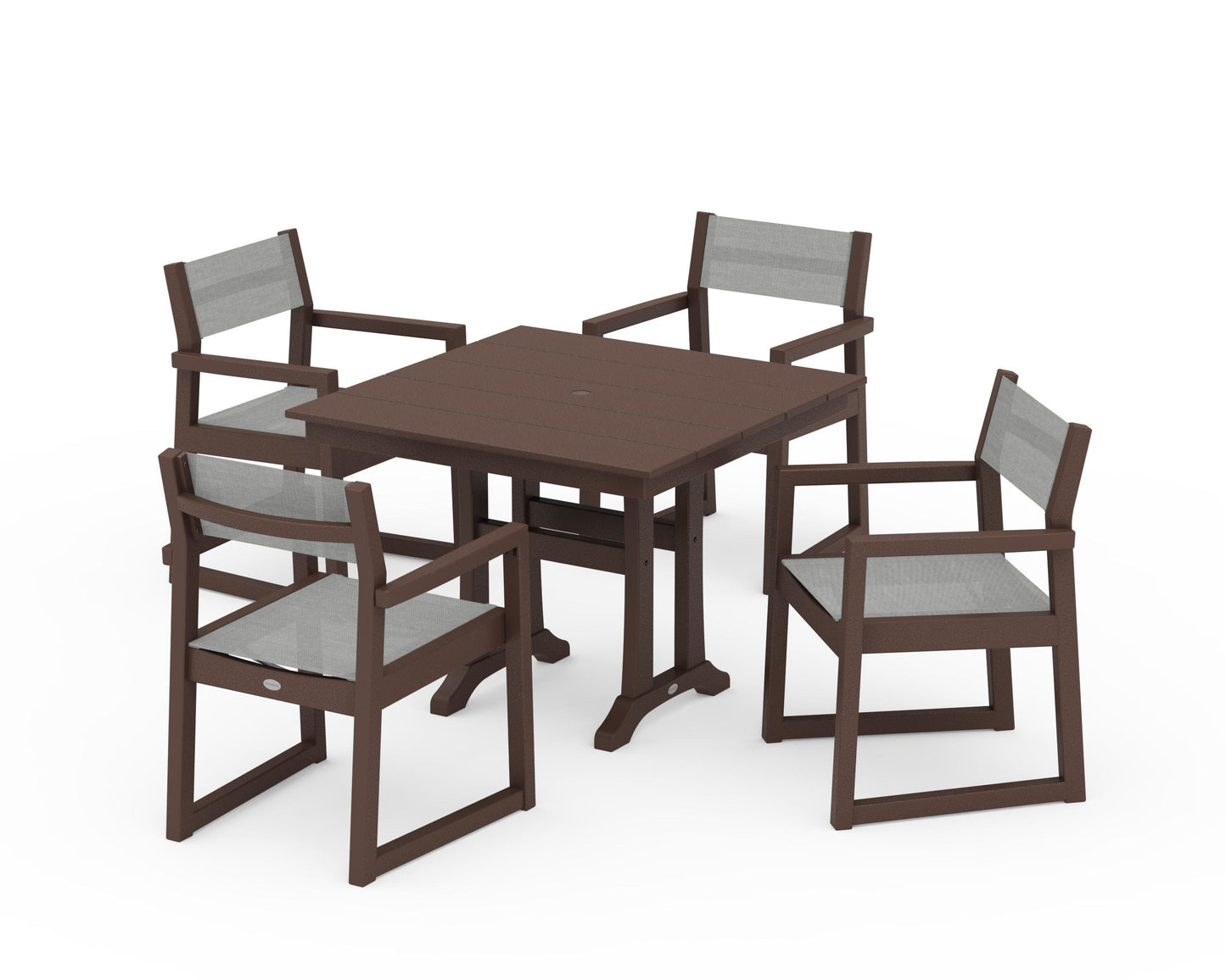 EDGE Sling 5-Piece Farmhouse Dining Set with Trestle Legs