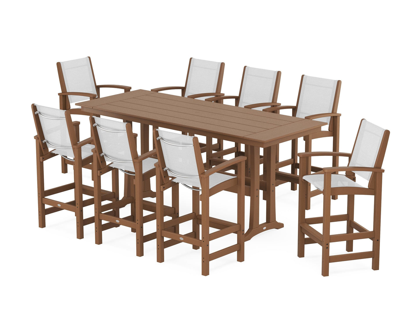 Coastal 9-Piece Farmhouse Bar Set with Trestle Legs
