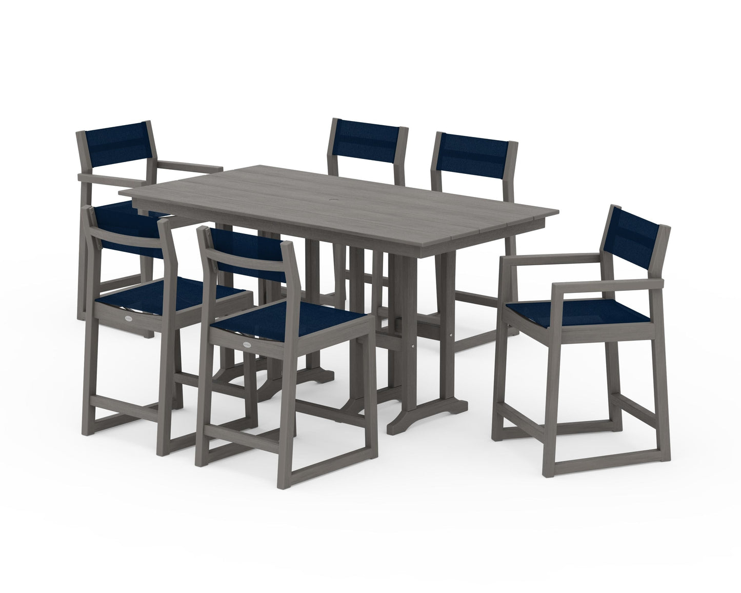 EDGE Sling 7-Piece Farmhouse Counter Set with Trestle Legs