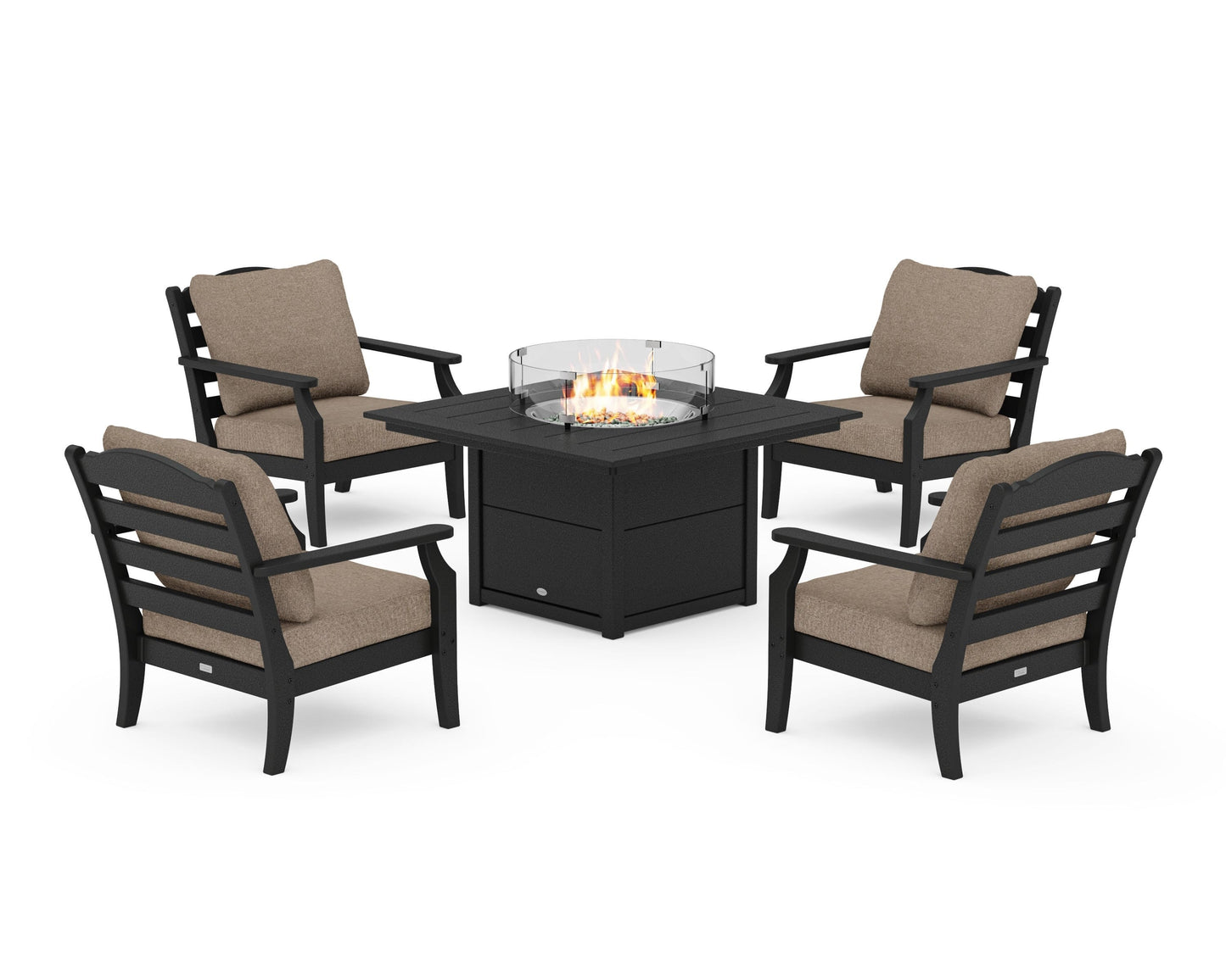 Savannah 5-Piece Deep Seating Set with Fire Pit Table