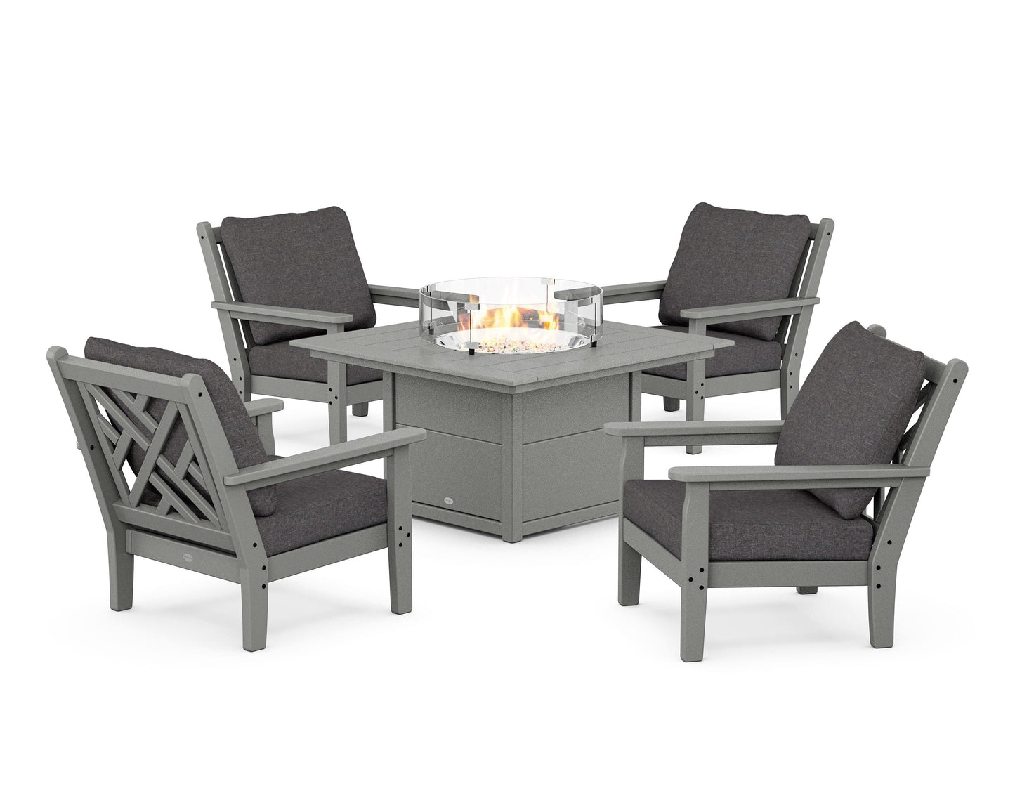 Chippendale 5-Piece Deep Seating Set with Fire Pit Table