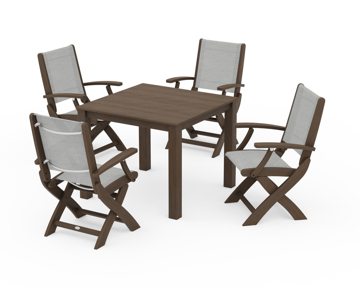Coastal Folding Chair 5-Piece Parsons Dining Set